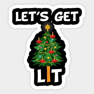 Let's Get Lit tree christmas Sticker